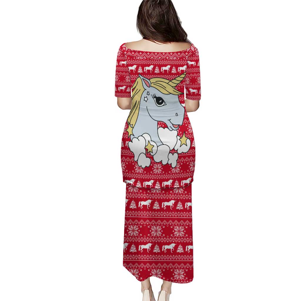 Lovely Unicorn Christmas Puletasi Xmas Holiday Patterns - Wonder Print Shop