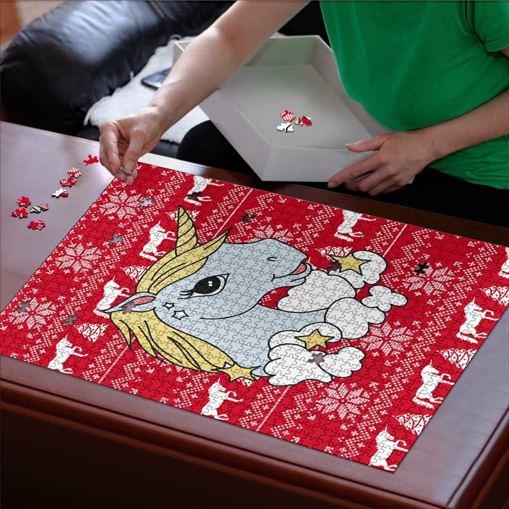 Lovely Unicorn Christmas Puzzle Xmas Holiday Patterns - Wonder Print Shop