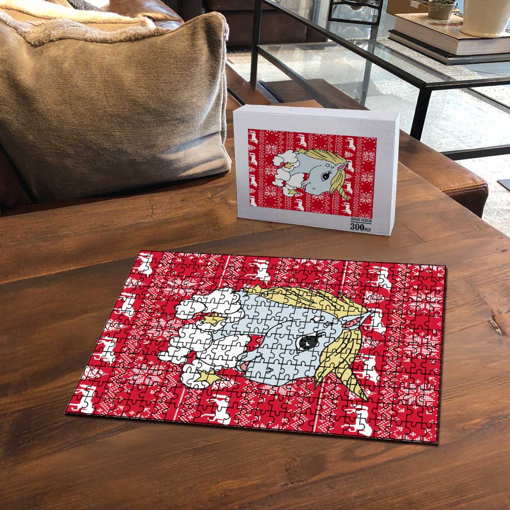 Lovely Unicorn Christmas Puzzle Xmas Holiday Patterns - Wonder Print Shop