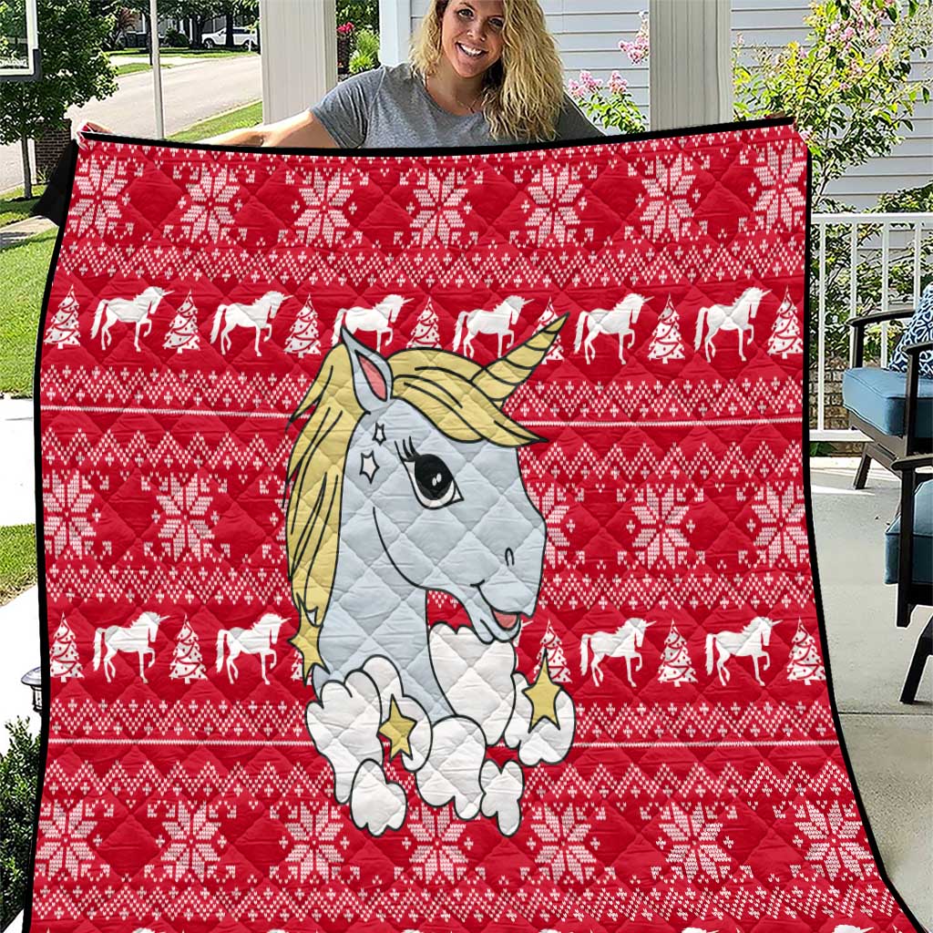 Lovely Unicorn Christmas Quilt Xmas Holiday Patterns - Wonder Print Shop