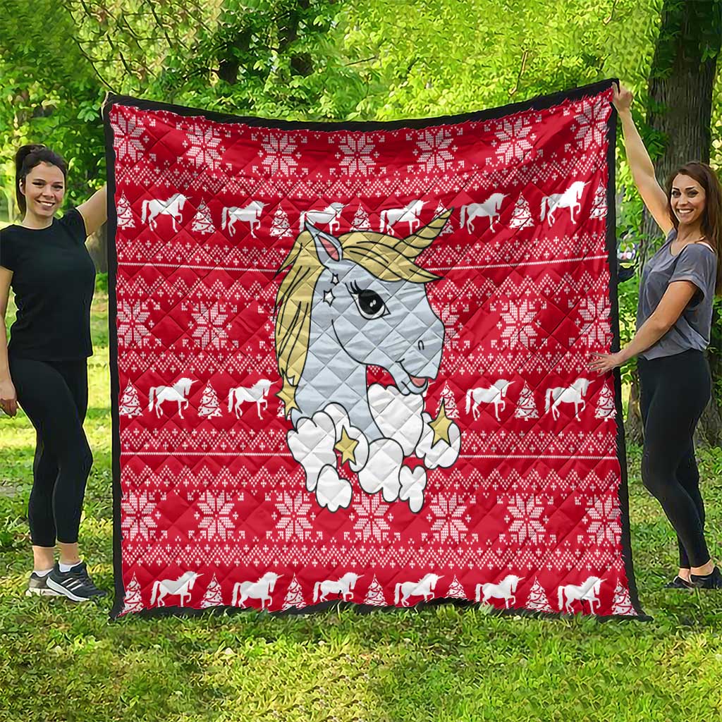 Lovely Unicorn Christmas Quilt Xmas Holiday Patterns - Wonder Print Shop