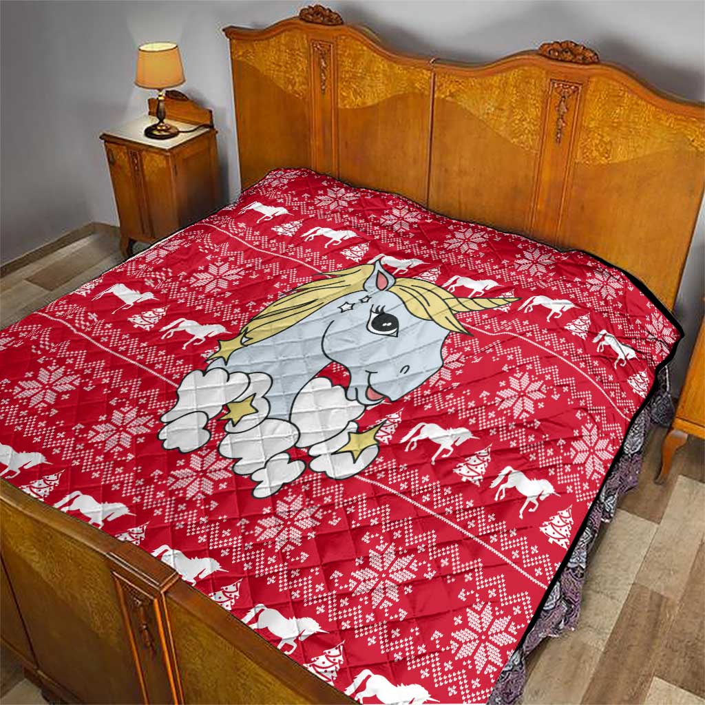Lovely Unicorn Christmas Quilt Xmas Holiday Patterns - Wonder Print Shop