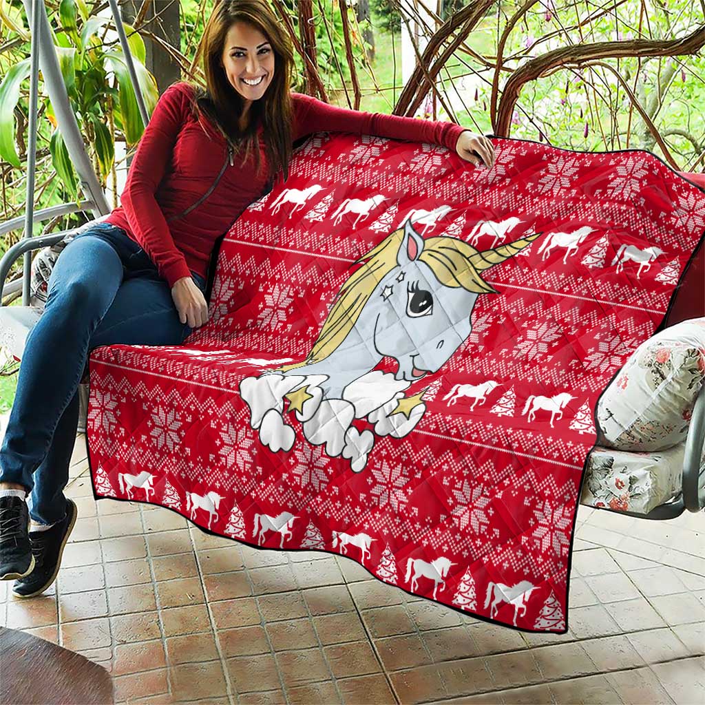 Lovely Unicorn Christmas Quilt Xmas Holiday Patterns - Wonder Print Shop