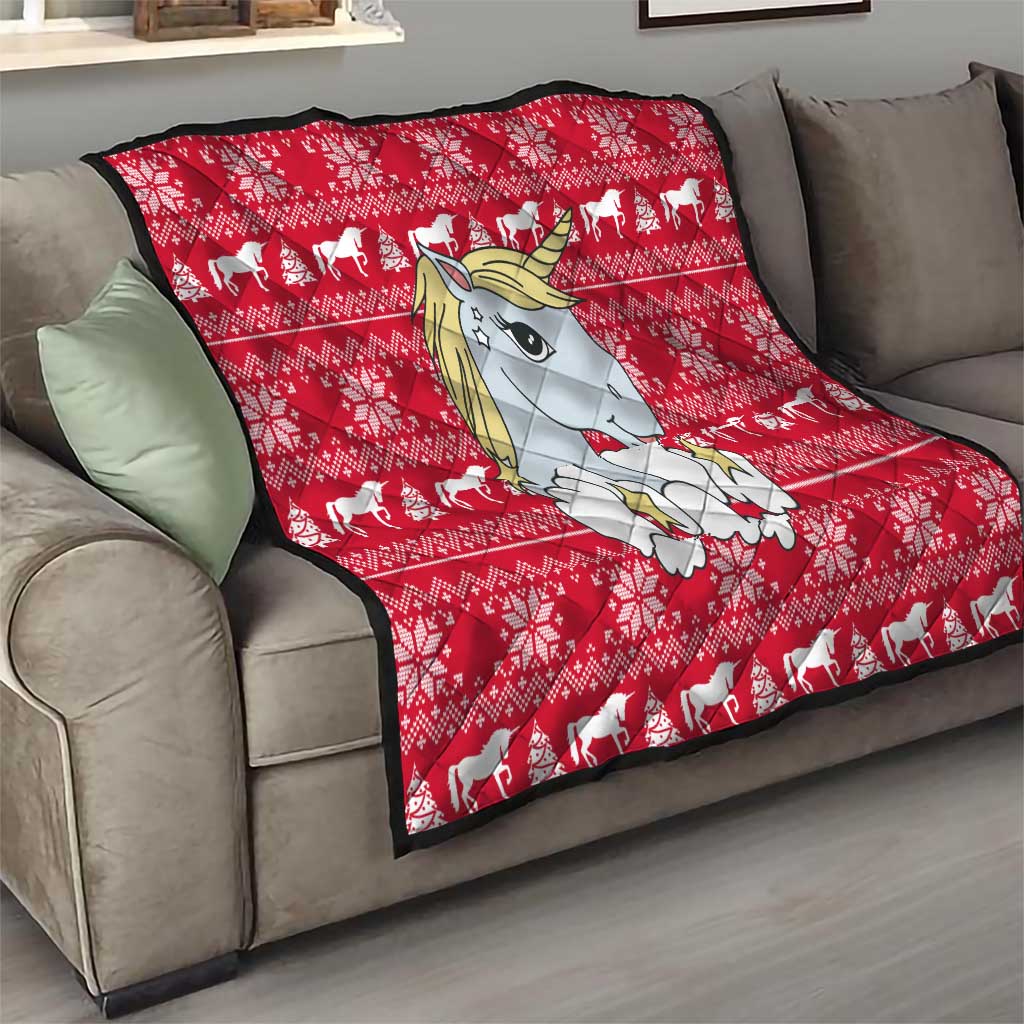 Lovely Unicorn Christmas Quilt Xmas Holiday Patterns - Wonder Print Shop
