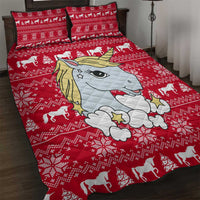 Lovely Unicorn Christmas Quilt Bed Set Xmas Holiday Patterns - Wonder Print Shop