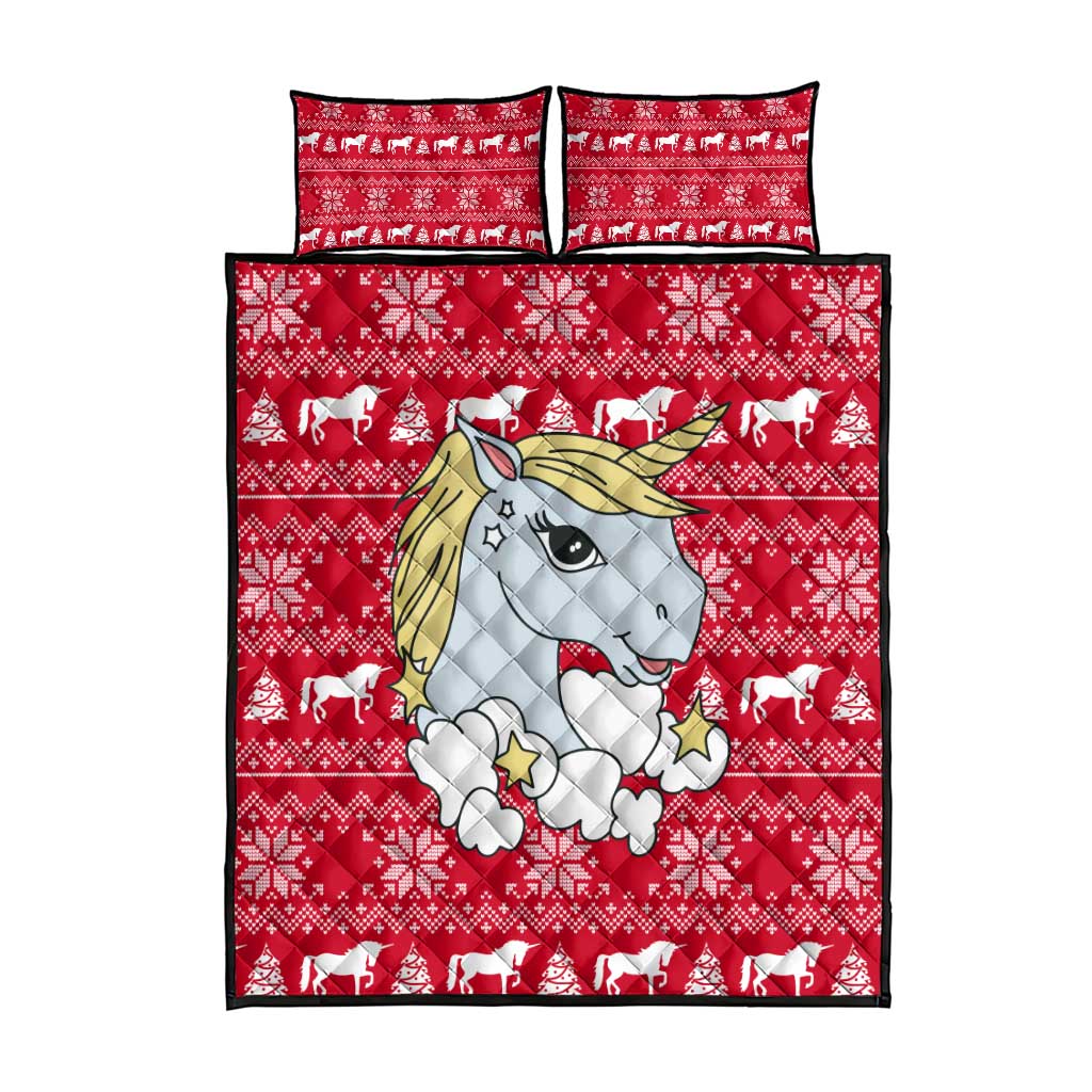 Lovely Unicorn Christmas Quilt Bed Set Xmas Holiday Patterns - Wonder Print Shop