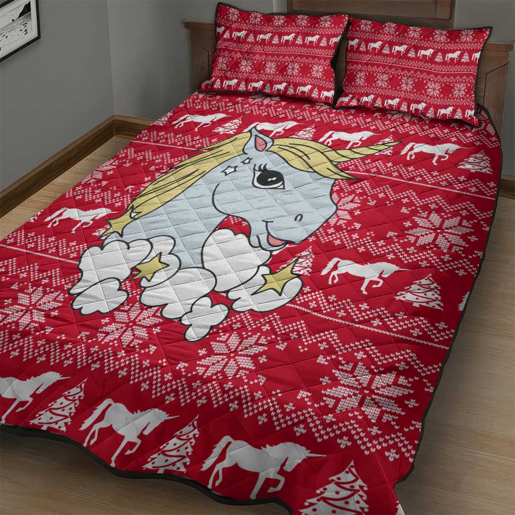 Lovely Unicorn Christmas Quilt Bed Set Xmas Holiday Patterns - Wonder Print Shop