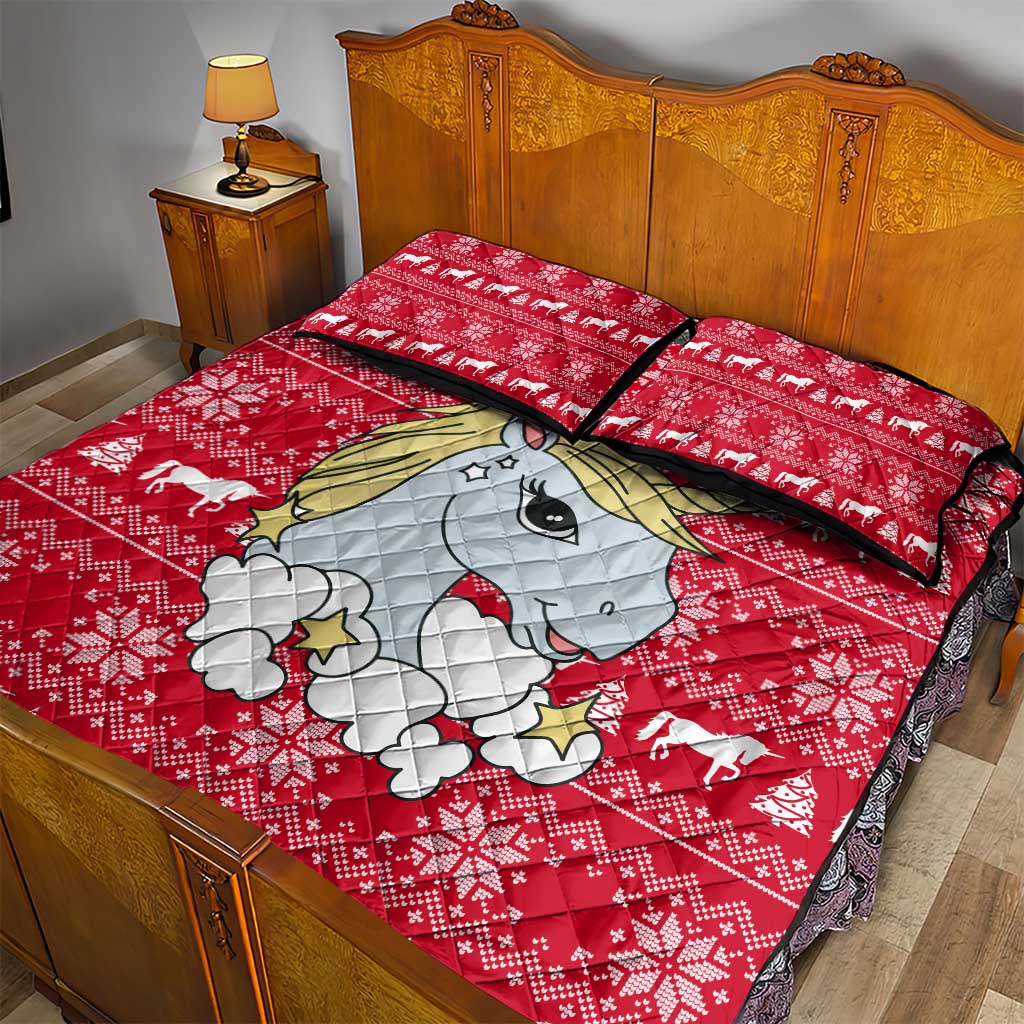 Lovely Unicorn Christmas Quilt Bed Set Xmas Holiday Patterns - Wonder Print Shop