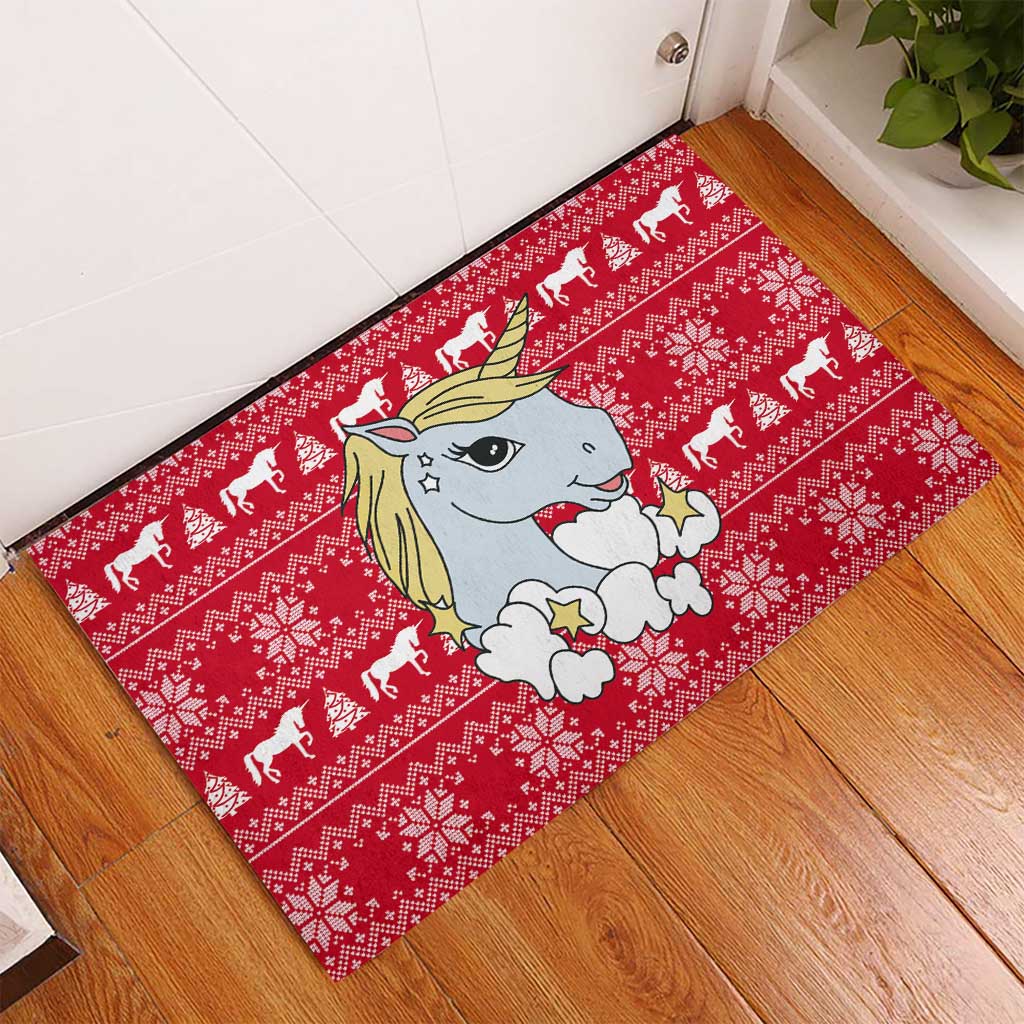 Lovely Unicorn Christmas Rubber Doormat Xmas Holiday Patterns - Wonder Print Shop