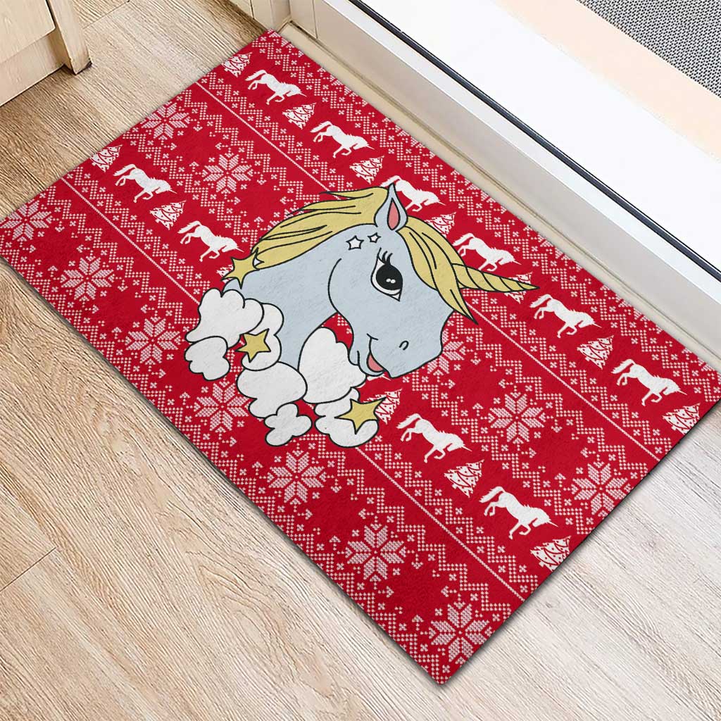 Lovely Unicorn Christmas Rubber Doormat Xmas Holiday Patterns - Wonder Print Shop