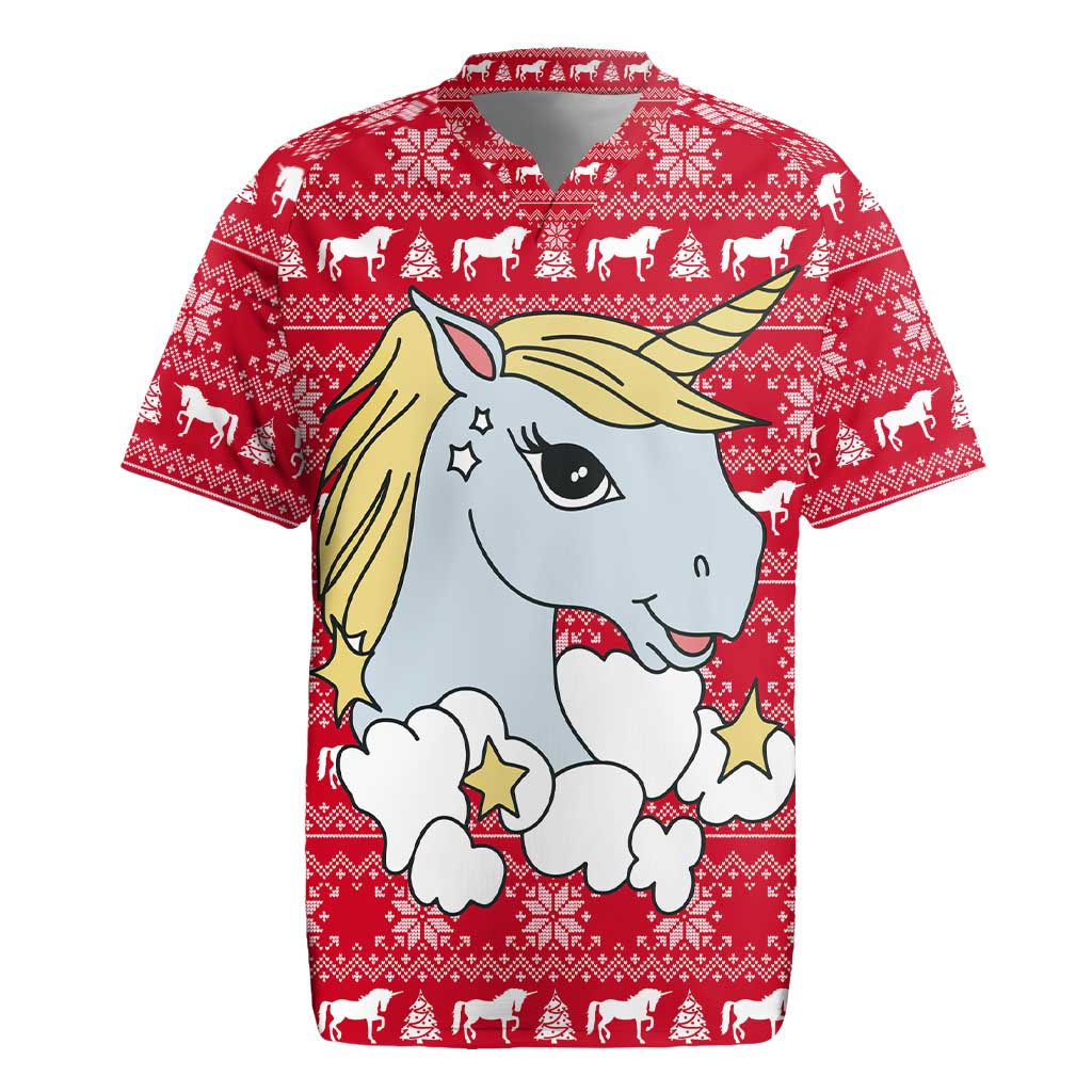 Lovely Unicorn Christmas Rugby Jersey Xmas Holiday Patterns - Wonder Print Shop