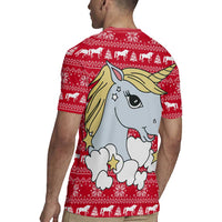 Lovely Unicorn Christmas Rugby Jersey Xmas Holiday Patterns - Wonder Print Shop