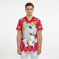 Lovely Unicorn Christmas Scrub Top Xmas Holiday Patterns - Wonder Print Shop