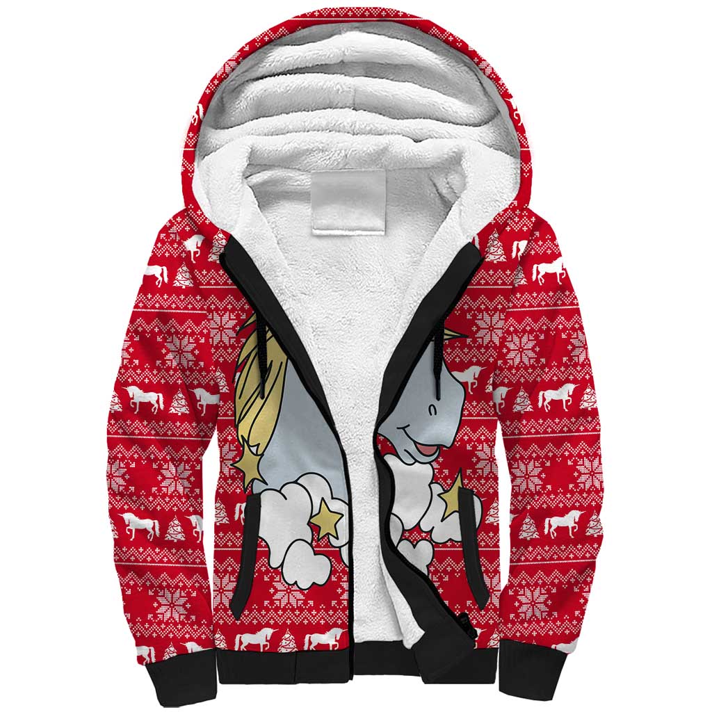 Lovely Unicorn Christmas Sherpa Hoodie Xmas Holiday Patterns - Wonder Print Shop