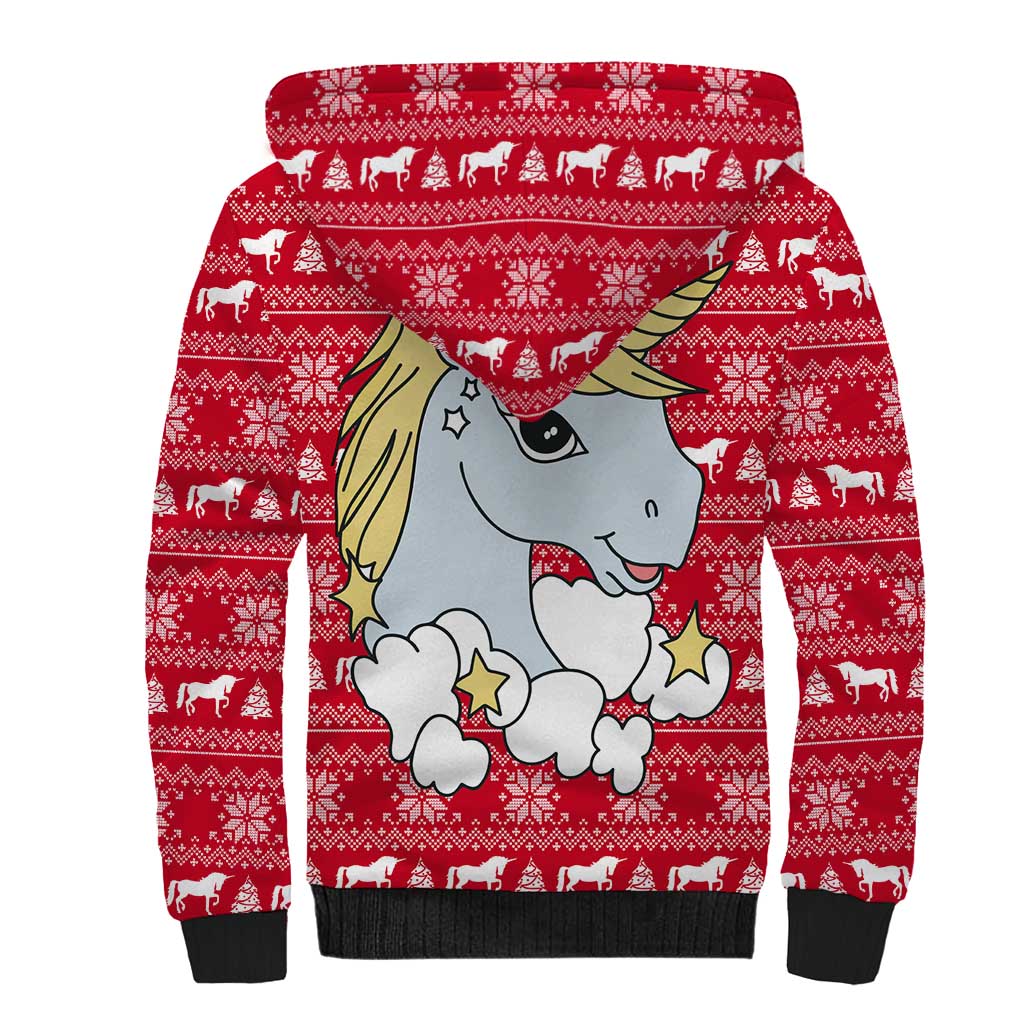 Lovely Unicorn Christmas Sherpa Hoodie Xmas Holiday Patterns - Wonder Print Shop