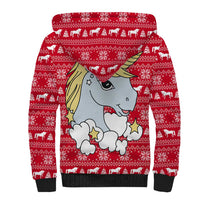 Lovely Unicorn Christmas Sherpa Hoodie Xmas Holiday Patterns - Wonder Print Shop