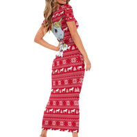 Lovely Unicorn Christmas Short Sleeve Bodycon Dress Xmas Holiday Patterns - Wonder Print Shop