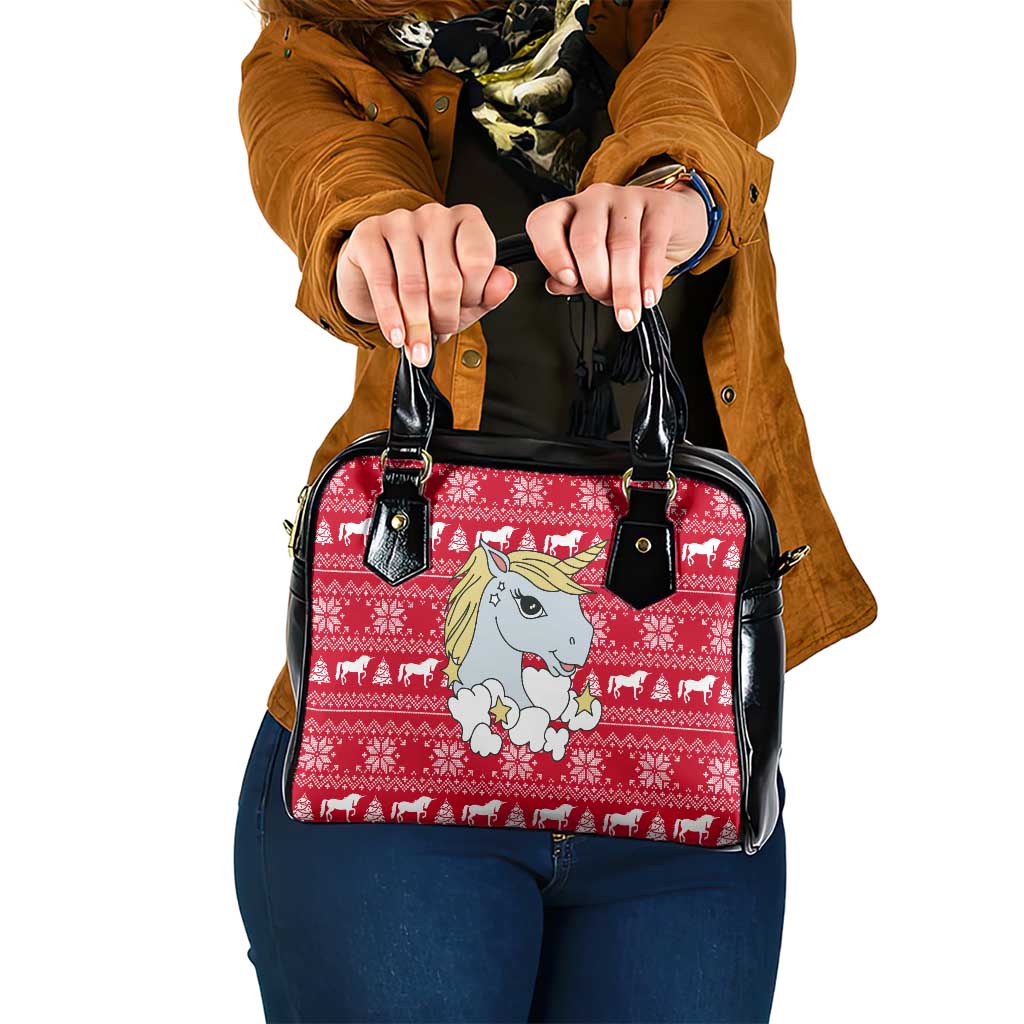 Lovely Unicorn Christmas Shoulder Handbag Xmas Holiday Patterns - Wonder Print Shop