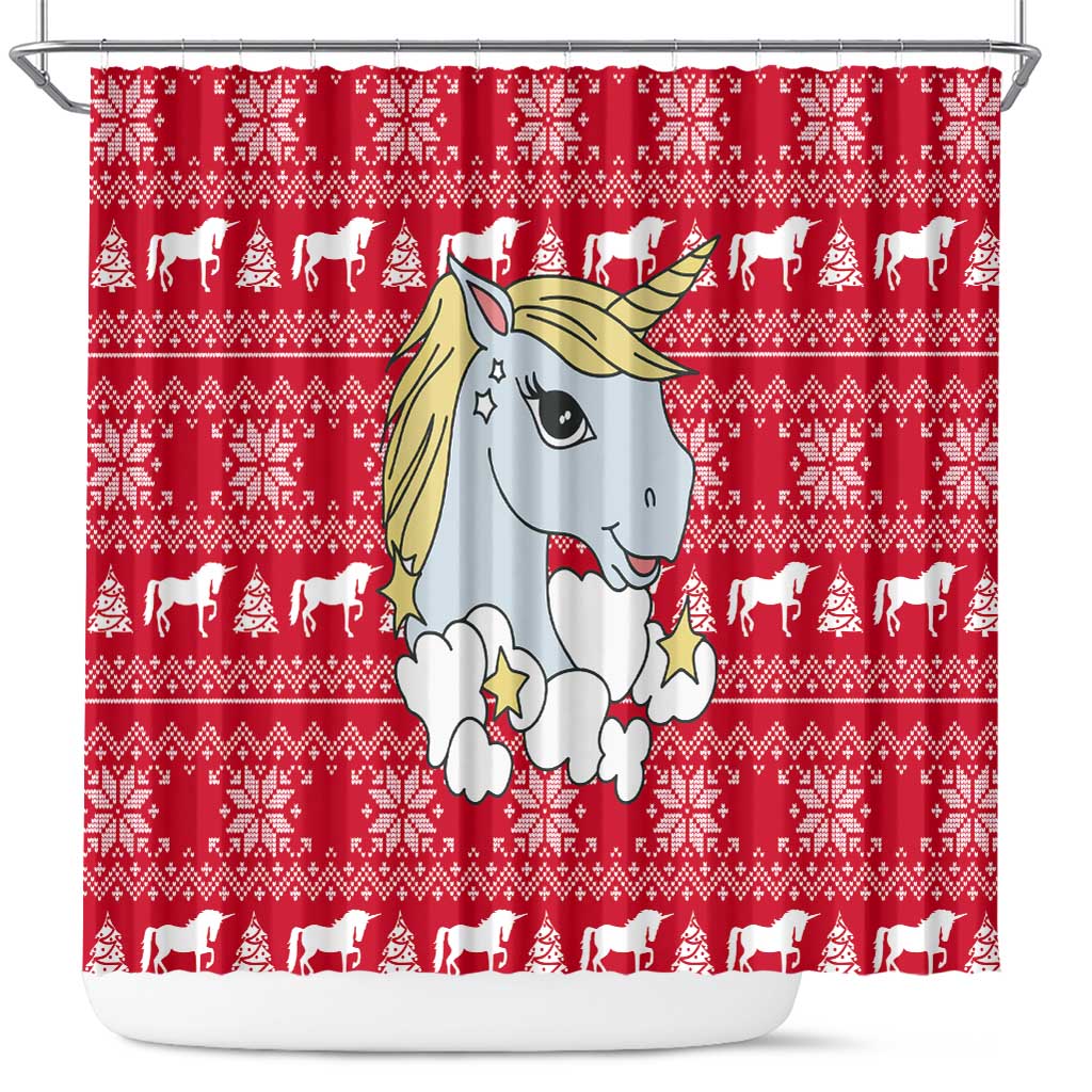 Lovely Unicorn Christmas Shower Curtain Xmas Holiday Patterns - Wonder Print Shop