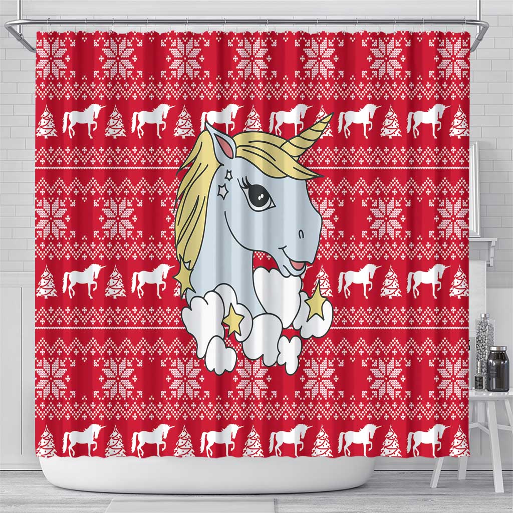 Lovely Unicorn Christmas Shower Curtain Xmas Holiday Patterns - Wonder Print Shop