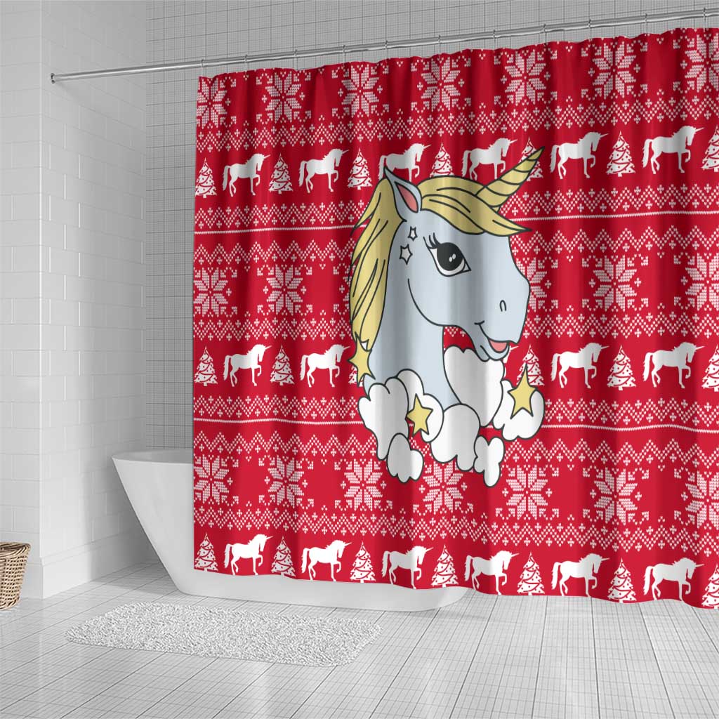 Lovely Unicorn Christmas Shower Curtain Xmas Holiday Patterns - Wonder Print Shop