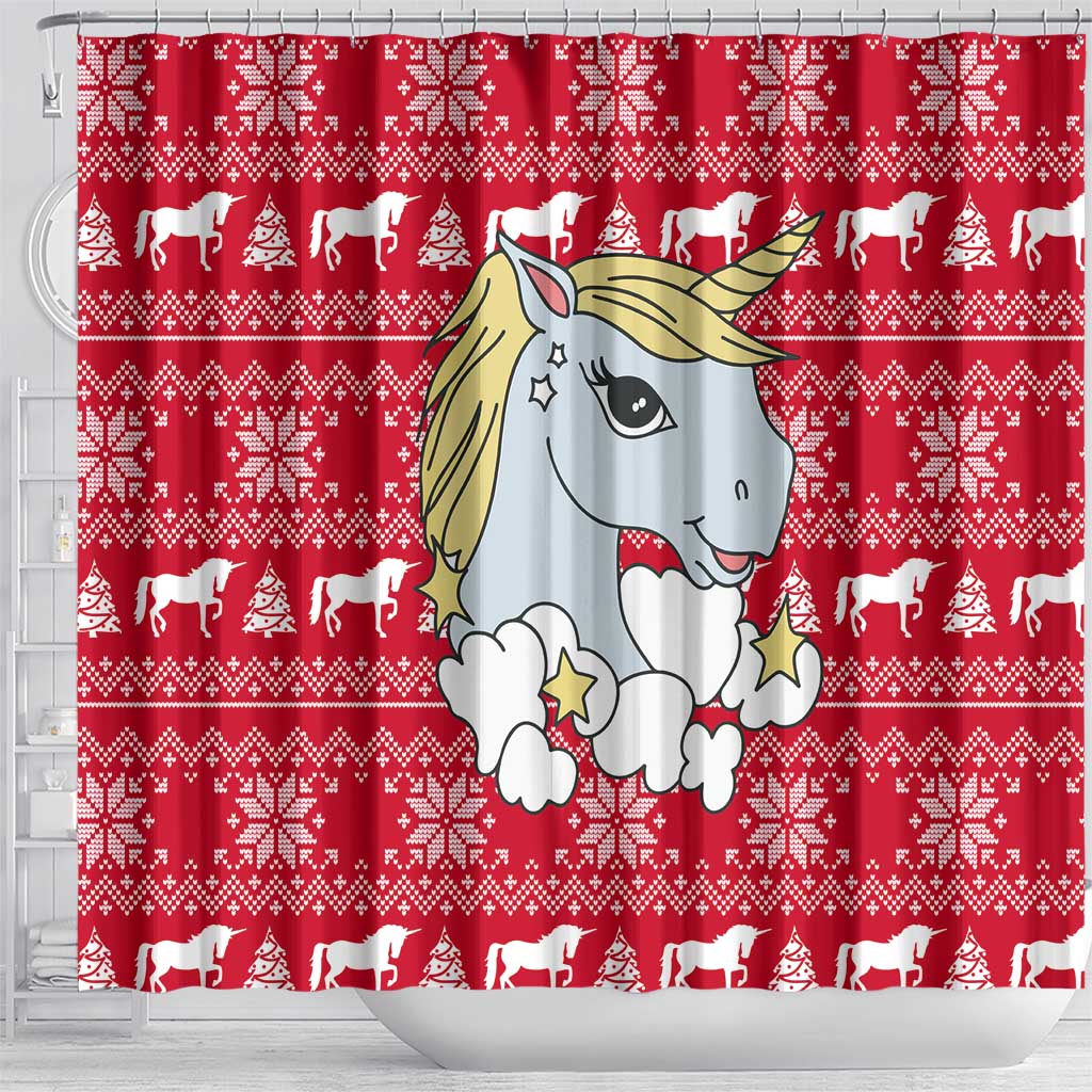 Lovely Unicorn Christmas Shower Curtain Xmas Holiday Patterns - Wonder Print Shop