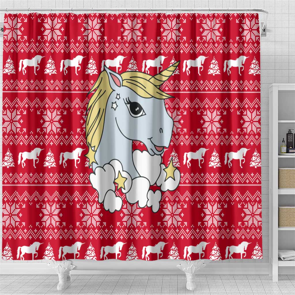 Lovely Unicorn Christmas Shower Curtain Xmas Holiday Patterns - Wonder Print Shop