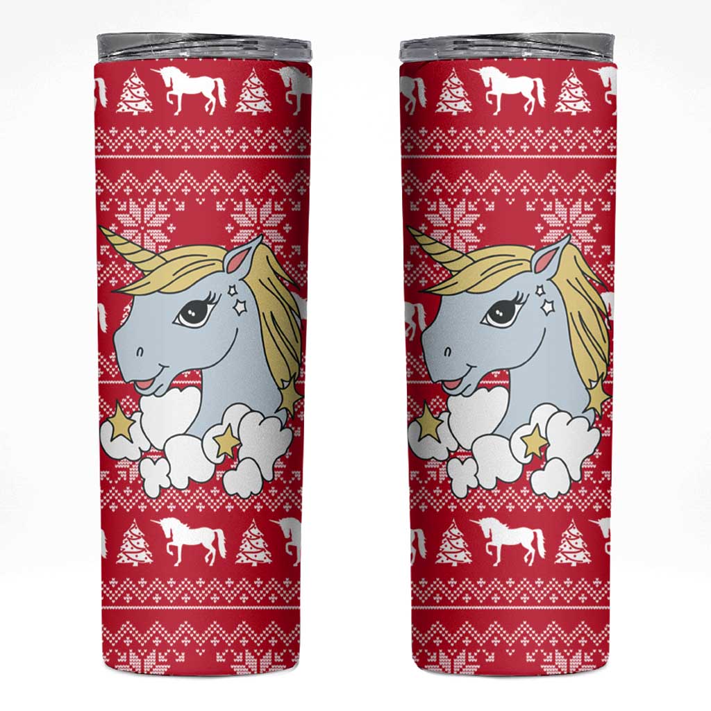 Lovely Unicorn Christmas Skinny Tumbler Xmas Holiday Patterns - Wonder Print Shop