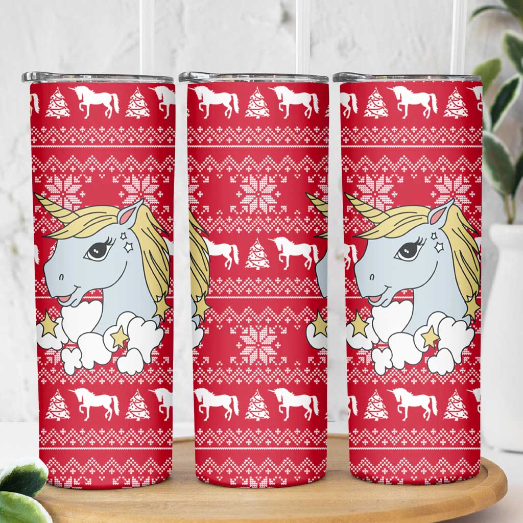 Lovely Unicorn Christmas Skinny Tumbler Xmas Holiday Patterns - Wonder Print Shop