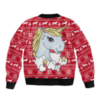Lovely Unicorn Christmas Sleeve Zip Bomber Jacket Xmas Holiday Patterns - Wonder Print Shop