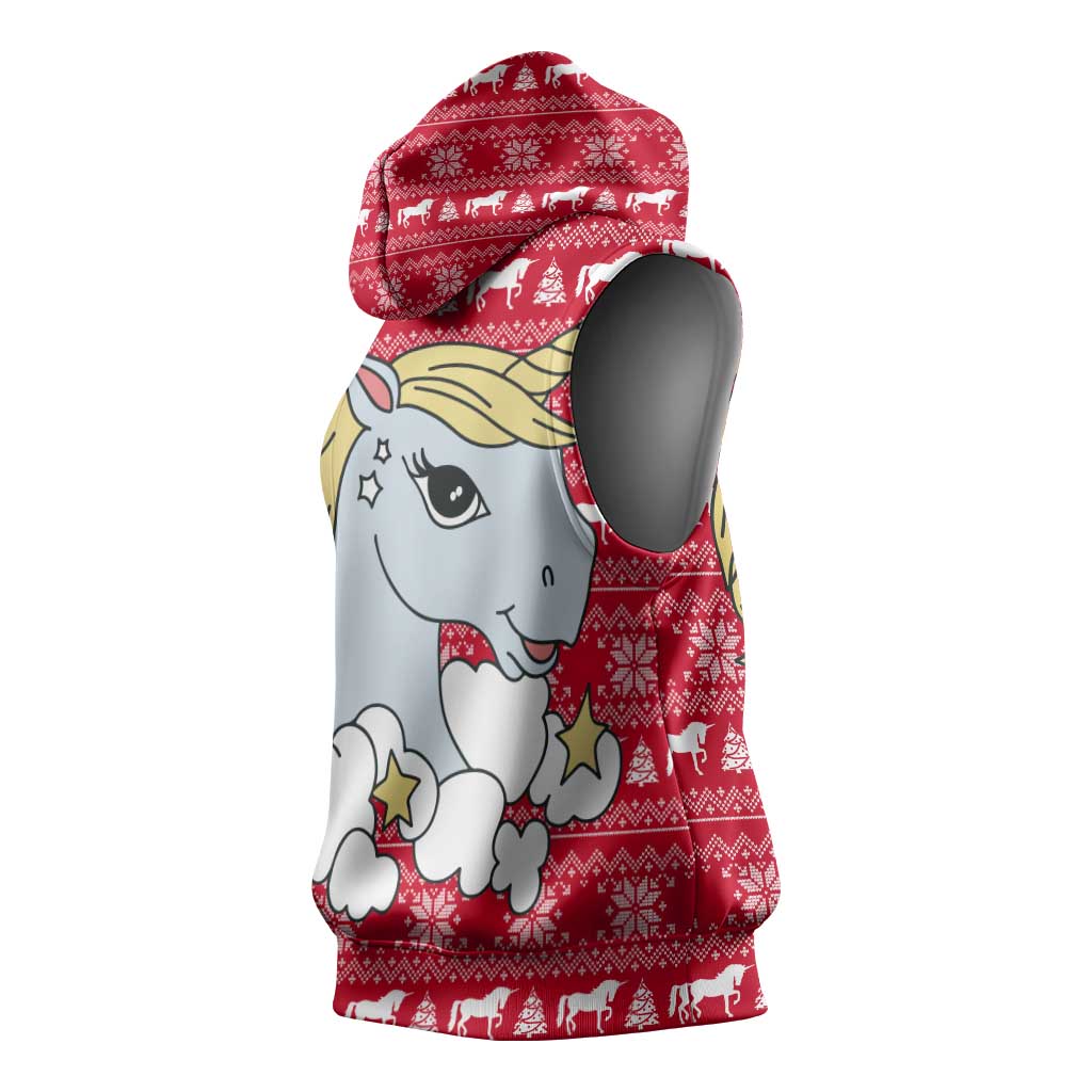 Lovely Unicorn Christmas Sleeveless Hoodie Xmas Holiday Patterns - Wonder Print Shop