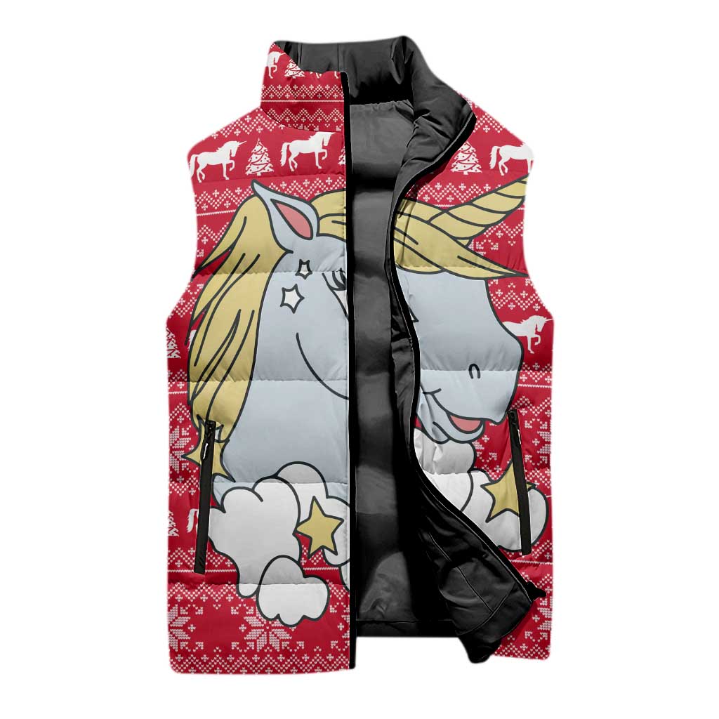 Lovely Unicorn Christmas Sleeveless Puffer Jacket Xmas Holiday Patterns - Wonder Print Shop