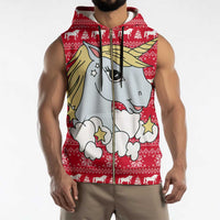 Lovely Unicorn Christmas Sleeveless Zip Hoodie Xmas Holiday Patterns - Wonder Print Shop