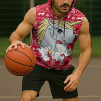 Lovely Unicorn Christmas Sleeveless Zip Hoodie Xmas Holiday Patterns - Wonder Print Shop