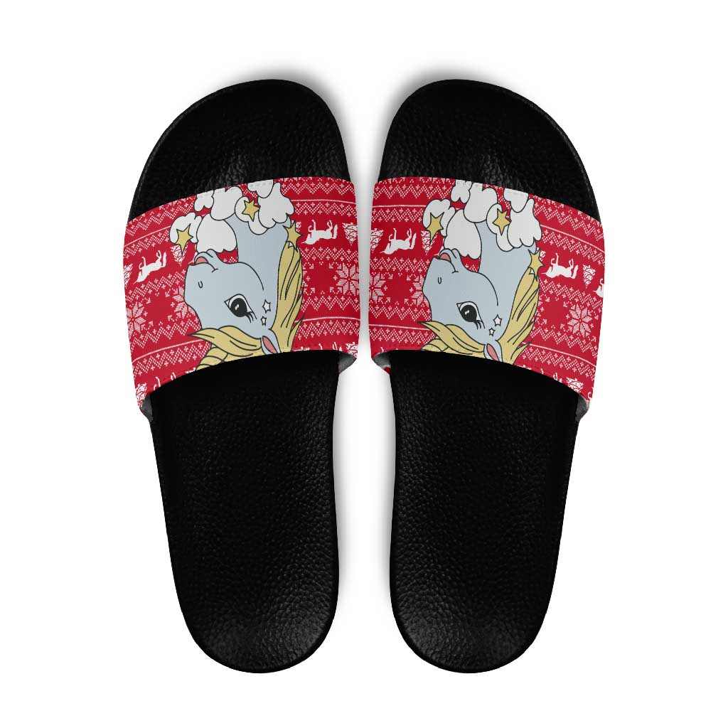 Lovely Unicorn Christmas Slide Sandals Xmas Holiday Patterns - Wonder Print Shop