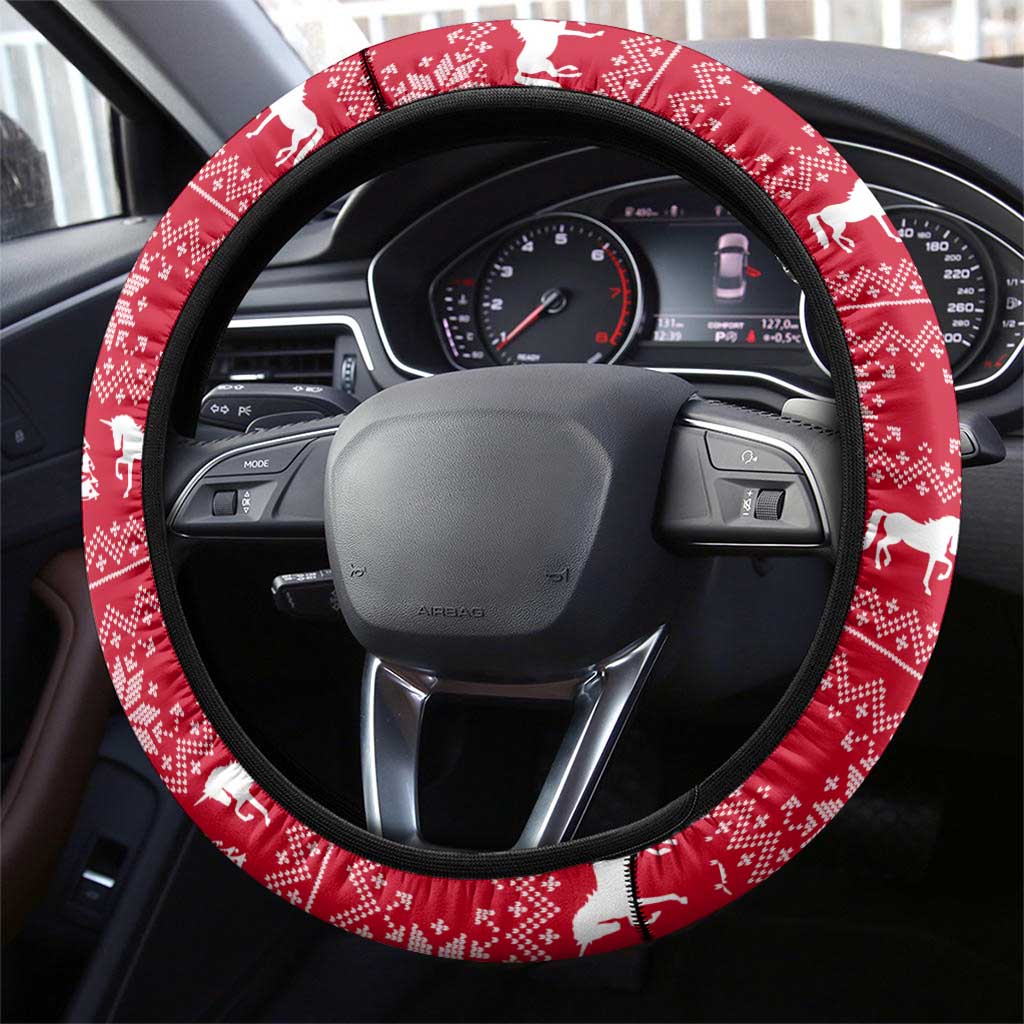Lovely Unicorn Christmas Steering Wheel Cover Xmas Holiday Patterns - Wonder Print Shop