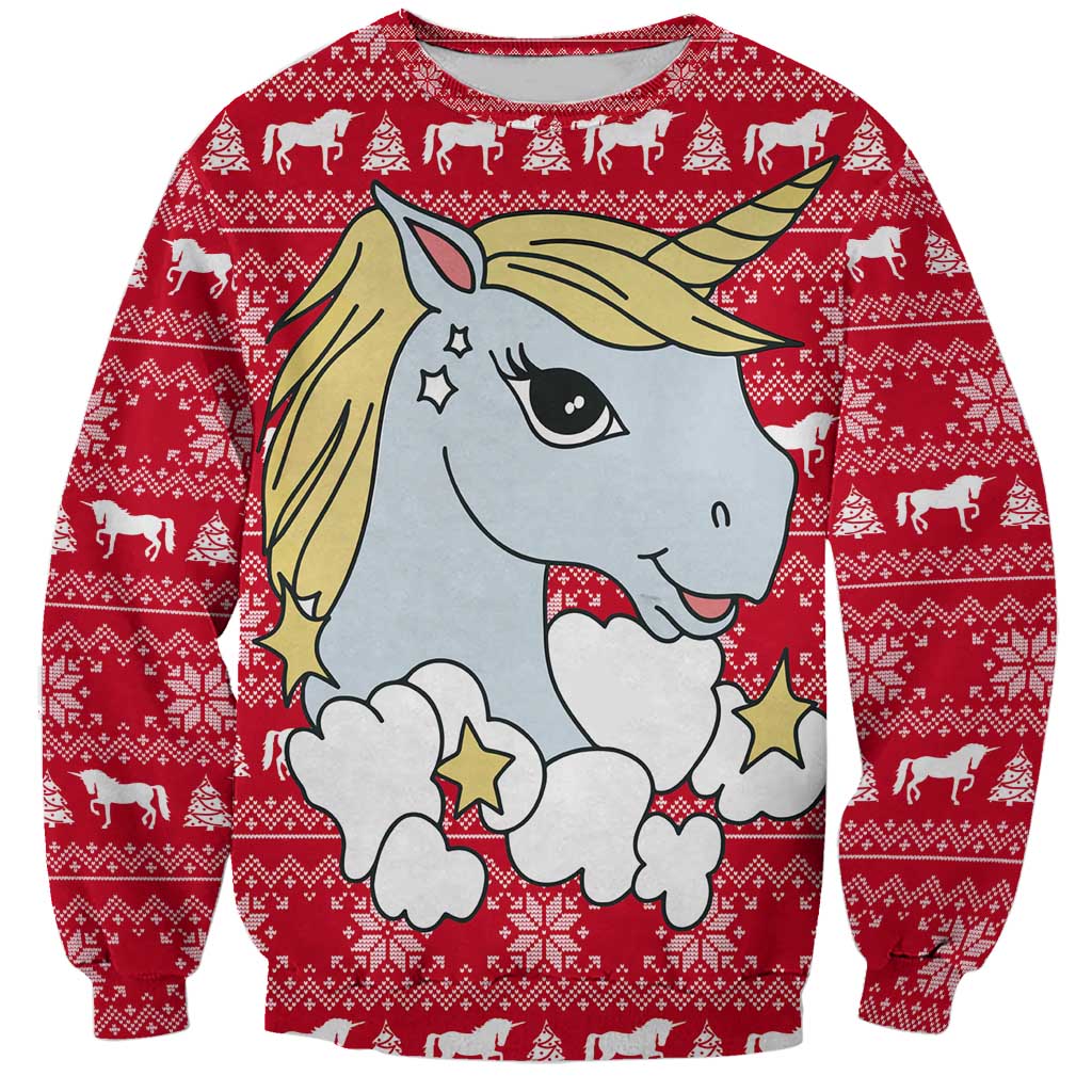 Lovely Unicorn Christmas Sweatshirt Xmas Holiday Patterns - Wonder Print Shop