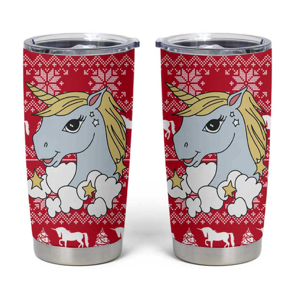 Lovely Unicorn Christmas Tumbler Cup Xmas Holiday Patterns - Wonder Print Shop