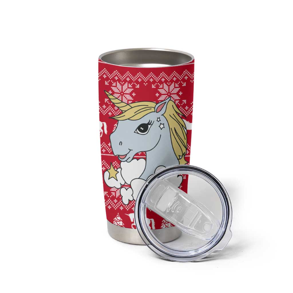 Lovely Unicorn Christmas Tumbler Cup Xmas Holiday Patterns - Wonder Print Shop