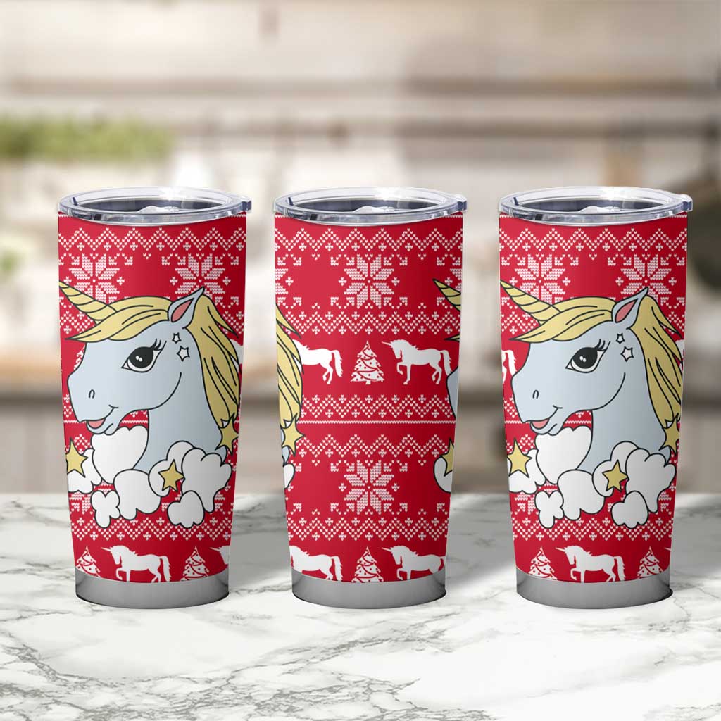 Lovely Unicorn Christmas Tumbler Cup Xmas Holiday Patterns - Wonder Print Shop