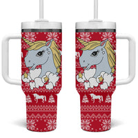 Lovely Unicorn Christmas Tumbler With Handle Xmas Holiday Patterns - Wonder Print Shop