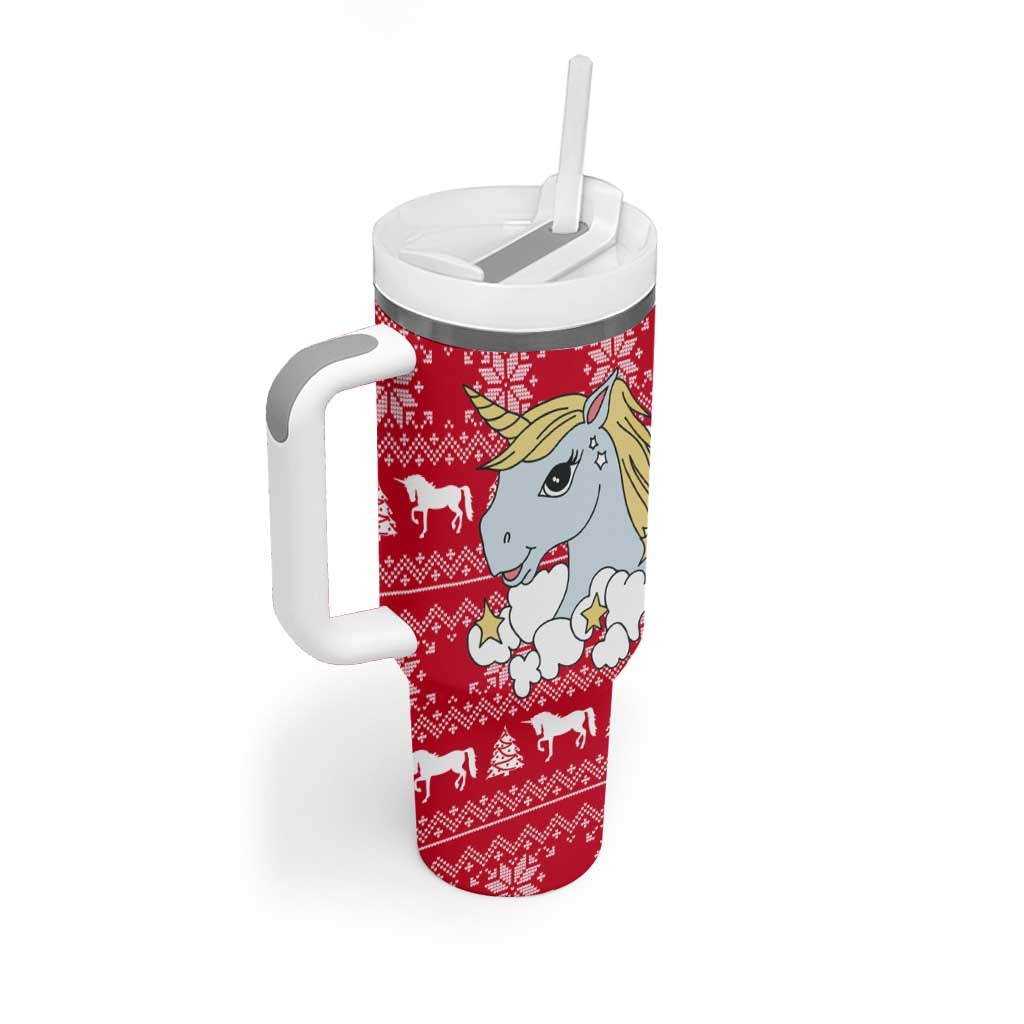Lovely Unicorn Christmas Tumbler With Handle Xmas Holiday Patterns - Wonder Print Shop