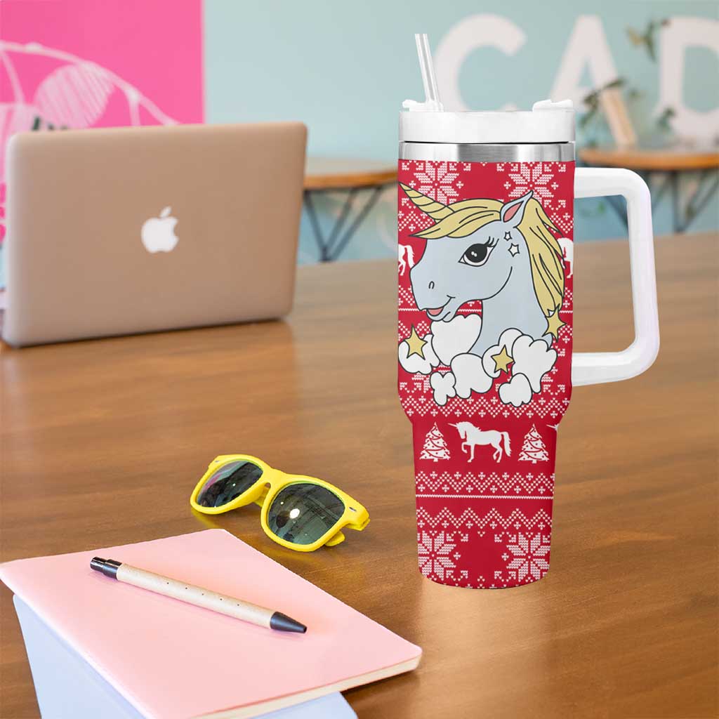 Lovely Unicorn Christmas Tumbler With Handle Xmas Holiday Patterns - Wonder Print Shop