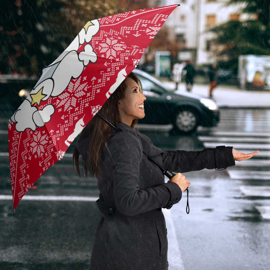 Lovely Unicorn Christmas Umbrella Xmas Holiday Patterns - Wonder Print Shop