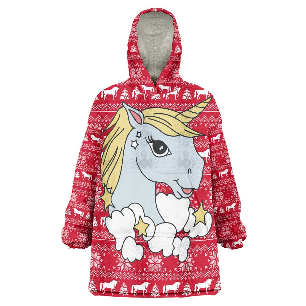 Lovely Unicorn Christmas Wearable Blanket Hoodie Xmas Holiday Patterns - Wonder Print Shop