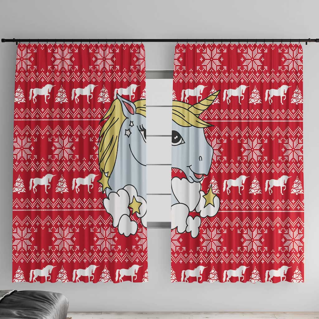 Lovely Unicorn Christmas Window Curtain Xmas Holiday Patterns - Wonder Print Shop