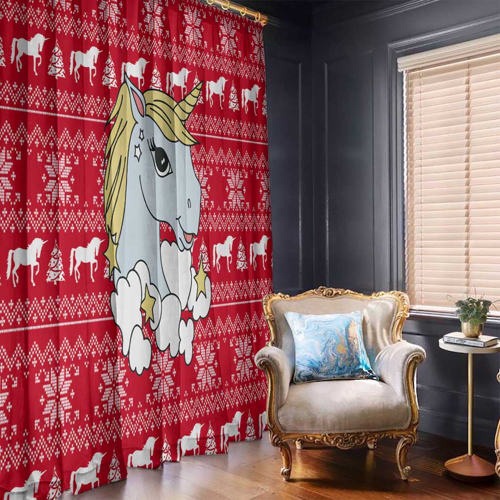 Lovely Unicorn Christmas Window Curtain Xmas Holiday Patterns - Wonder Print Shop
