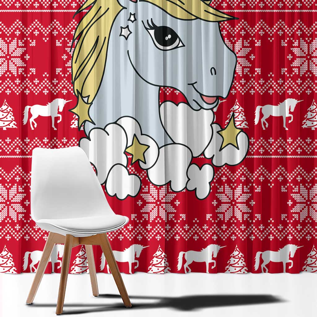 Lovely Unicorn Christmas Window Curtain Xmas Holiday Patterns - Wonder Print Shop