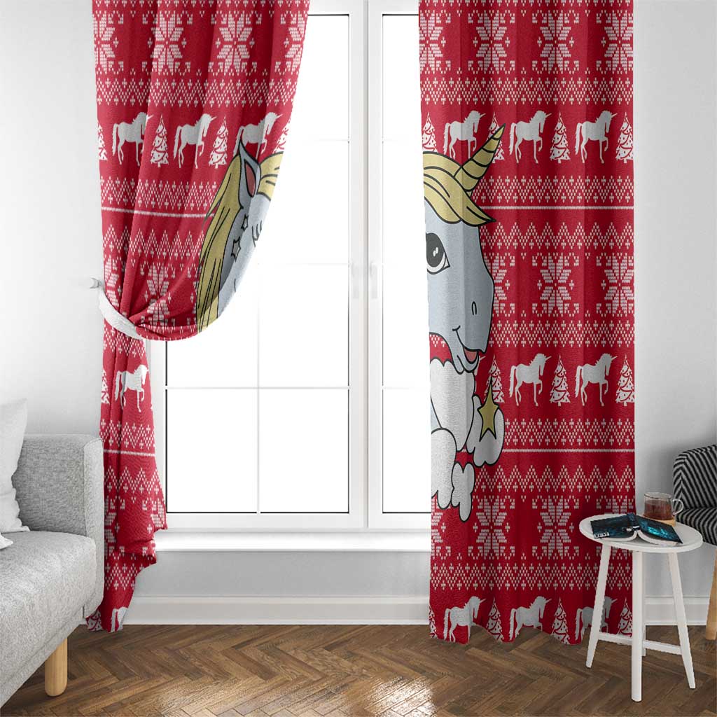 Lovely Unicorn Christmas Window Curtain Xmas Holiday Patterns - Wonder Print Shop