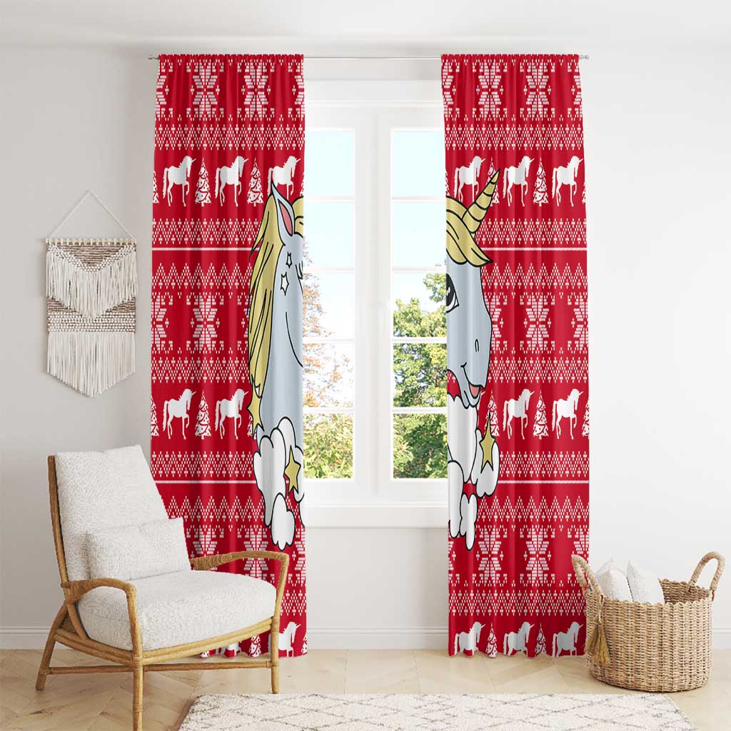 Lovely Unicorn Christmas Window Curtain Xmas Holiday Patterns - Wonder Print Shop